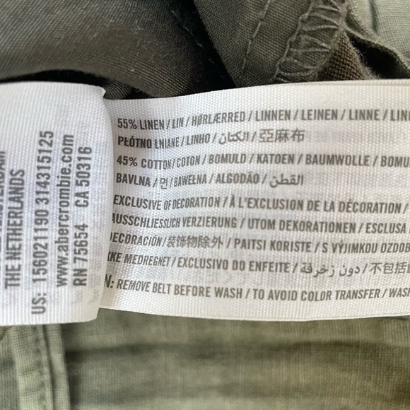 Abercrombie & Fitch Women's Green Linen Blend High Waist Paperbag Pants SMALL - Picture 7 of 10